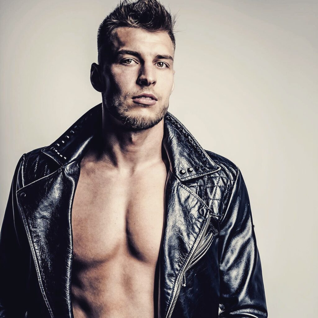 striptizer w rozpiętej koszulki z gołym torsem